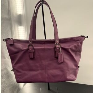 Coach‎ Soho 2-Way Berry Leather Tote Satchel Zip Top Silver F17220
